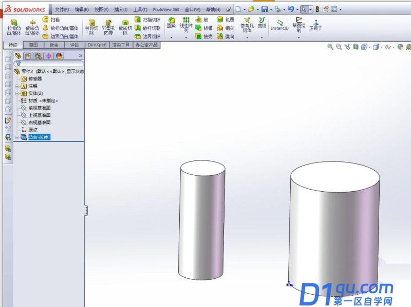 solidworks两个圆柱之间怎么测量距离? sw测量命令的用法-2