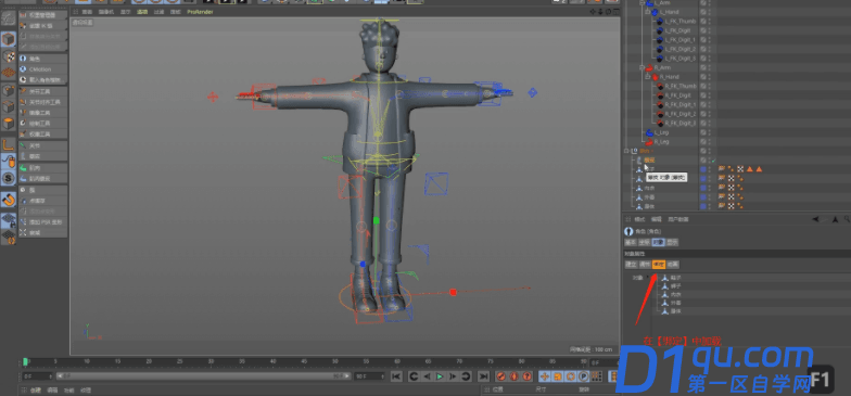 C4D的人物模型骨骼绑定怎么应用？C4D骨骼绑定的使用方法-15