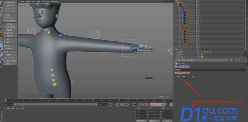 C4D的人物模型骨骼绑定怎么应用？C4D骨骼绑定的使用方法-14