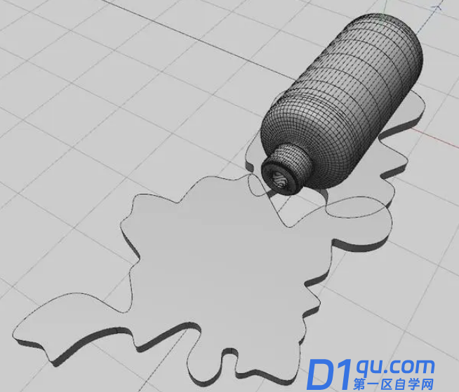 c4d流体效果怎么做？不使用插件在cinema4d中创建瓶口流出的水-3